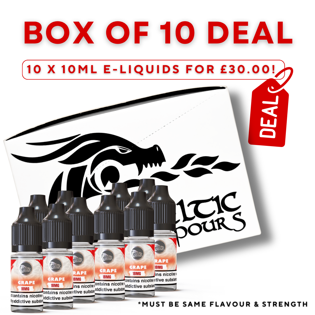 Box of 10 Vape Eliquids – Only £30 Online Deal.