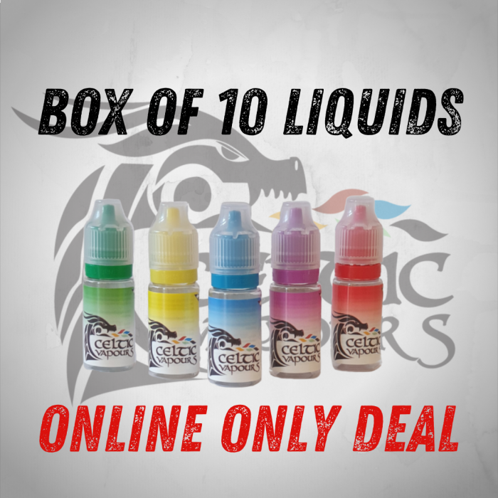 Box of 10 Vape Eliquids – Only £30 Online Deal.